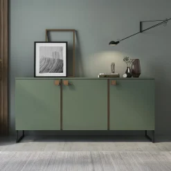 Garnero Arredamenti Madia 184x87h cm 3 ante moderna verde salvia scuro rovere Selvia Clearance