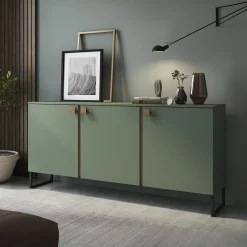 Garnero Arredamenti Madia 184x87h cm 3 ante moderna verde salvia scuro rovere Selvia Clearance
