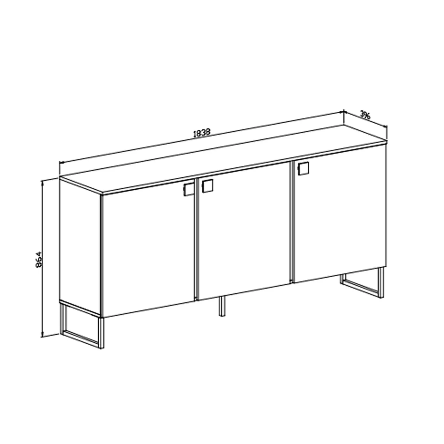 Garnero Arredamenti Madia 184x87h cm 3 ante moderna verde salvia scuro rovere Selvia Clearance
