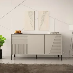 Garnero Arredamenti Madia 160x83h cm 3 ante moderna cannettato beige Diana