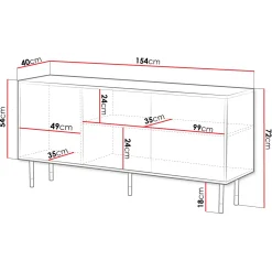 Garnero Arredamenti Madia 154x72h cm 3 ante moderna nero oro Golden Discount