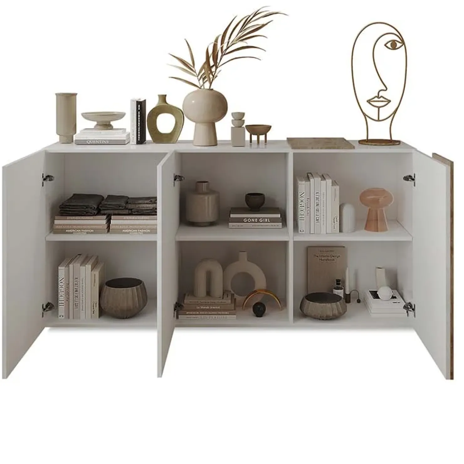 Garnero Arredamenti Madia 181x86h cm 3 ante moderna soggiorno bianco lucido rovere Universal Bianco Lucido - Rovere Sale