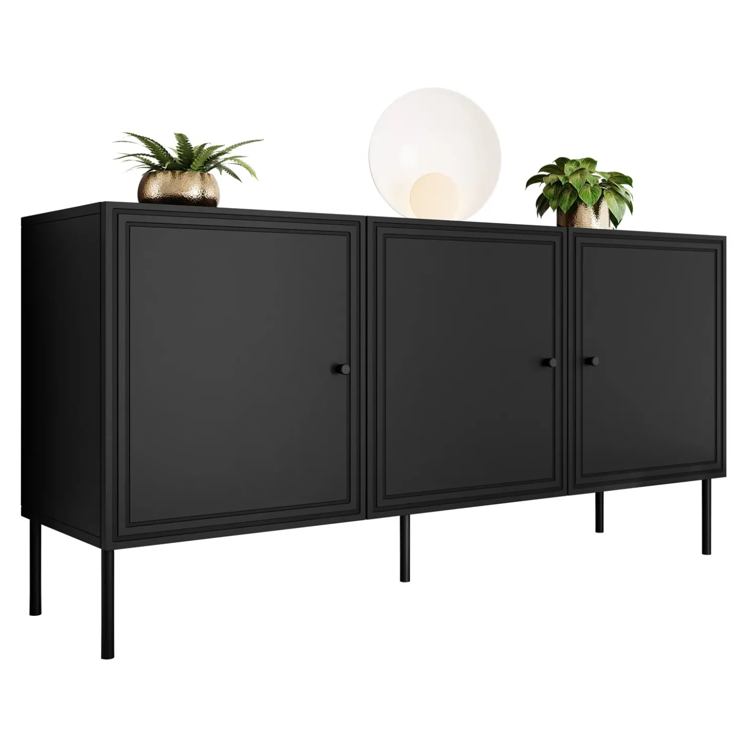 Garnero Arredamenti Madia 151x75h cm 3 ante Stark Nero Opaco Sale