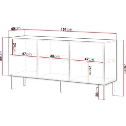Garnero Arredamenti Madia 151x75h cm 3 ante Stark Nero Opaco Sale