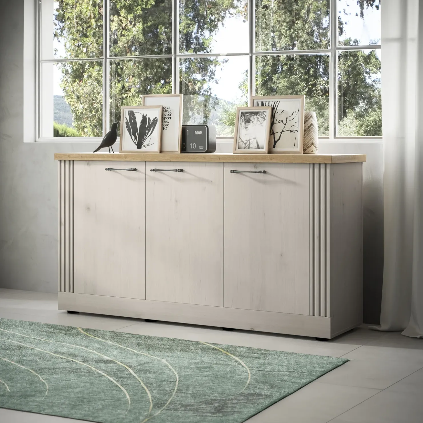 Garnero Arredamenti Madia 164x88h cm 3 ante rovere bianco frassinato Armonia Hot