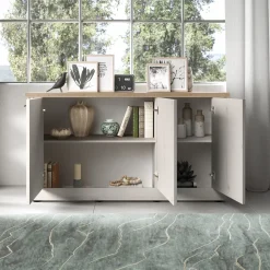 Garnero Arredamenti Madia 164x88h cm 3 ante rovere bianco frassinato Armonia Hot