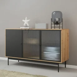 Garnero Arredamenti Madia 148x90h cm 3 ante rovere nero Herning Online