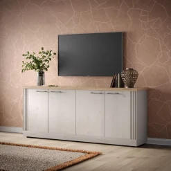 Garnero Arredamenti Madia 211x88h cm 4 ante rovere bianco frassinato Armonia Discount