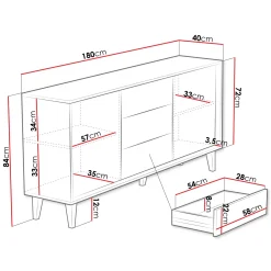 Garnero Arredamenti Madia 180x84h cm 2 ante rustica design cannettato rovere Branch Outlet