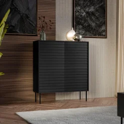 Garnero Arredamenti Madia 102x118h cm 4 ante soggiorno nero Wild Nero Opaco Outlet