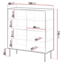 Garnero Arredamenti Madia 102x118h cm 4 ante soggiorno nero Wild Nero Opaco Outlet