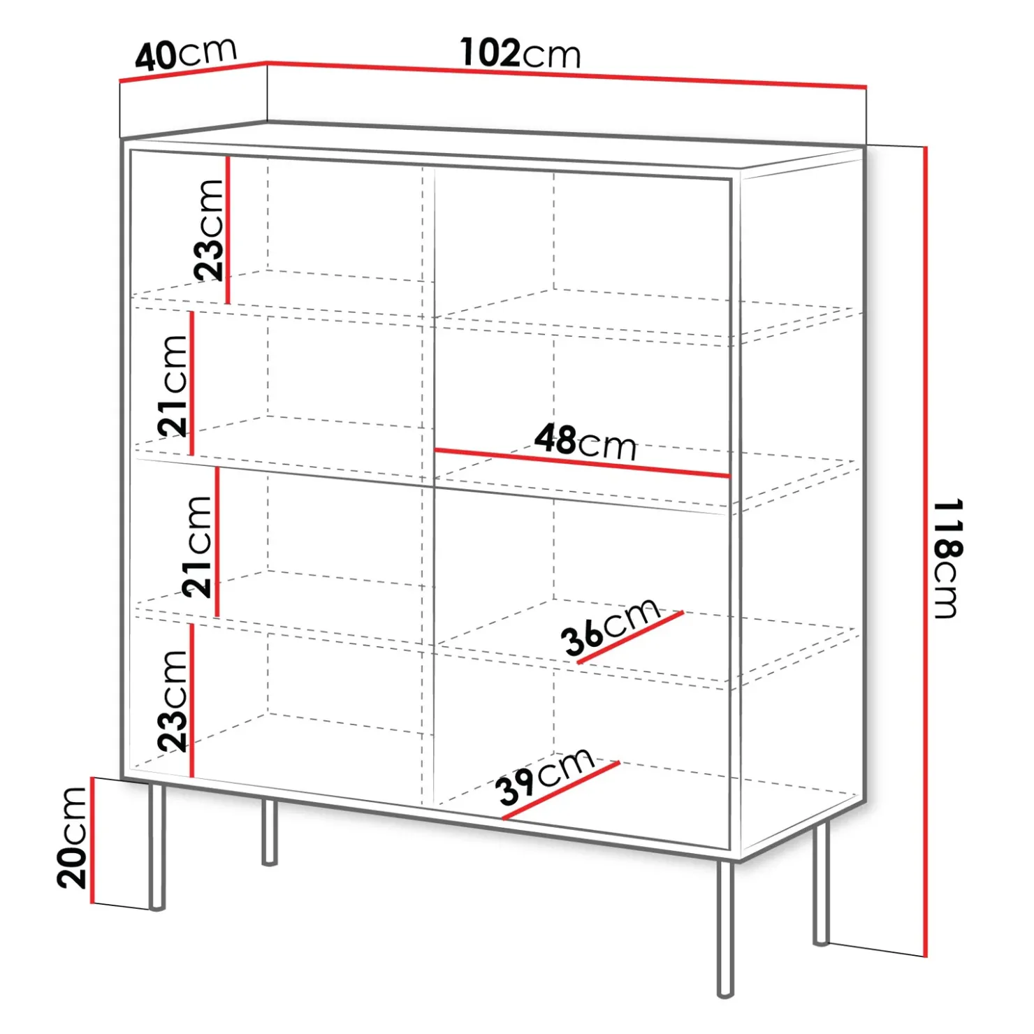 Garnero Arredamenti Madia 102x118h cm 4 ante soggiorno nero Wild Nero Opaco Outlet
