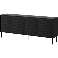 Garnero Arredamenti Madia 200x81h cm 4 ante soggiorno nero Wild Nero Opaco New