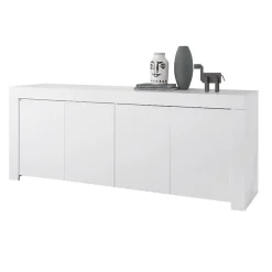 Garnero Arredamenti Madia 210x81h cm 4 ante soggiorno moderna Halston Bianco Opaco Outlet