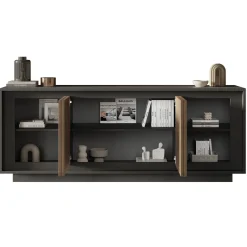 Garnero Arredamenti Madia 207x80h cm 4 ante soggiorno antracite rovere scuro Savoy Online