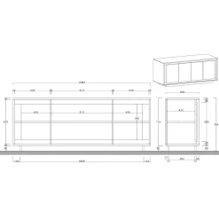 Garnero Arredamenti Madia 207x80h cm 4 ante soggiorno antracite rovere scuro Savoy Online