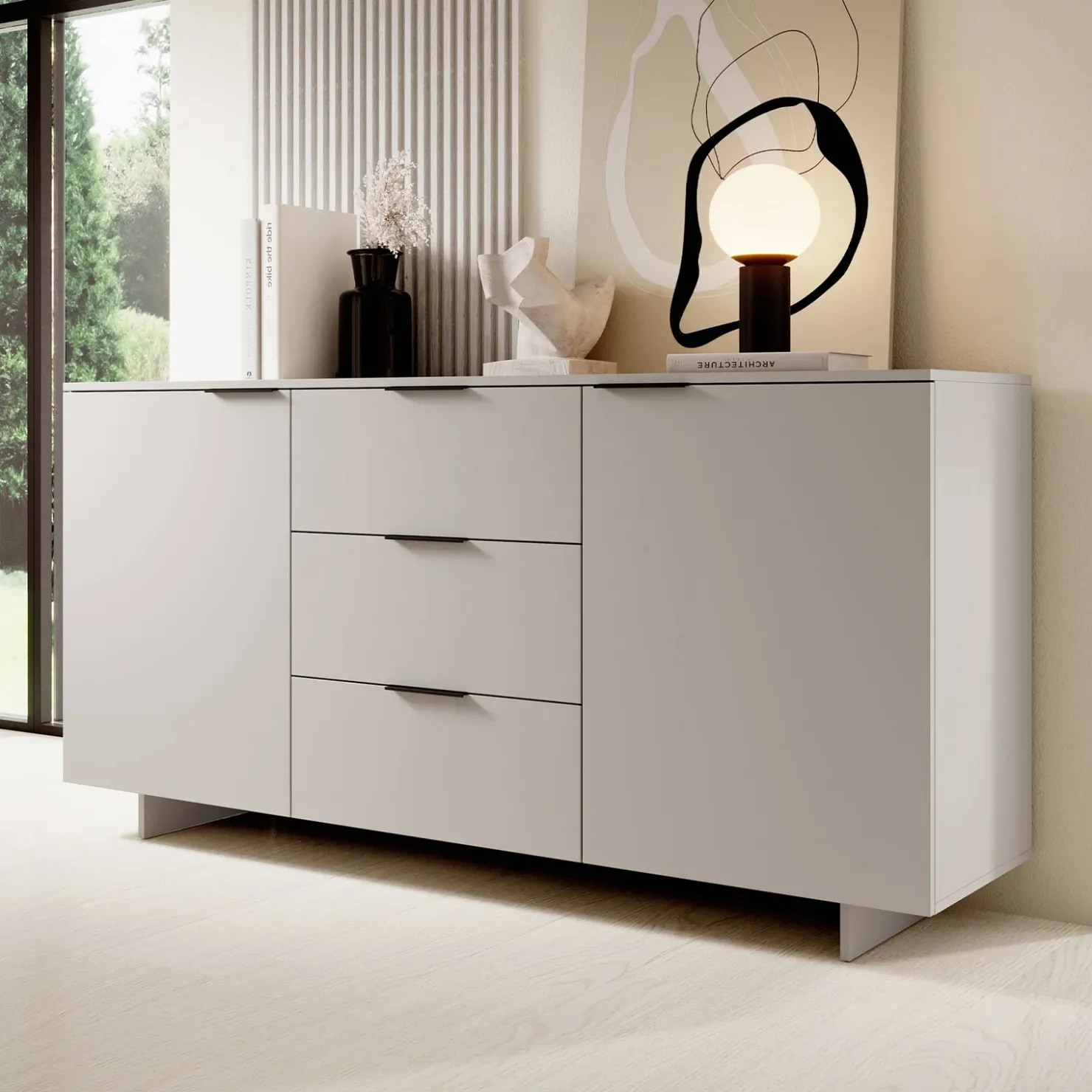 Garnero Arredamenti Madia 180x90h cm 2 ante soggiorno grigio Stone Hot