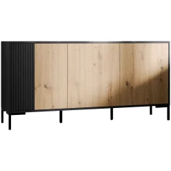 Garnero Arredamenti Madia 151x74h cm 3 ante soggiorno rovere nero Duble Best