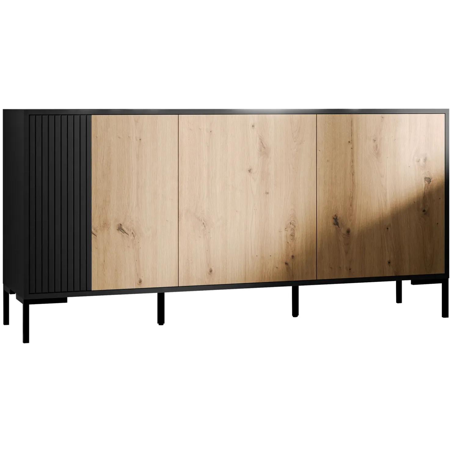 Garnero Arredamenti Madia 151x74h cm 3 ante soggiorno rovere nero Duble Best