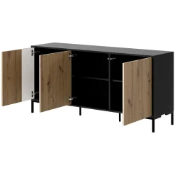 Garnero Arredamenti Madia 151x74h cm 3 ante soggiorno rovere nero Duble Best