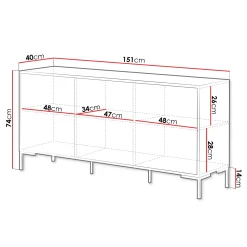 Garnero Arredamenti Madia 151x74h cm 3 ante soggiorno rovere nero Duble Best