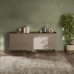 Garnero Arredamenti Madia 241x99h cm 4 ante soggiorno bronzo rovere scuro Jonson Tortora - Noce Outlet