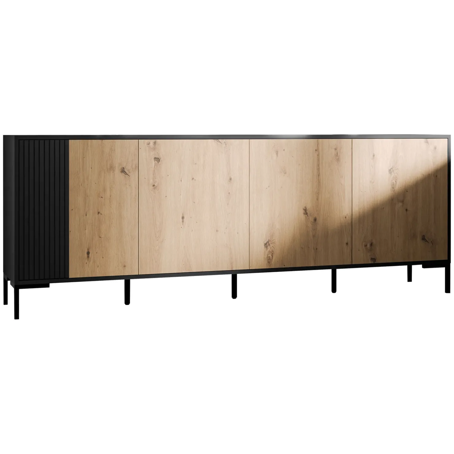 Garnero Arredamenti Madia 200x74h cm 4 ante soggiorno rovere nero Duble Outlet