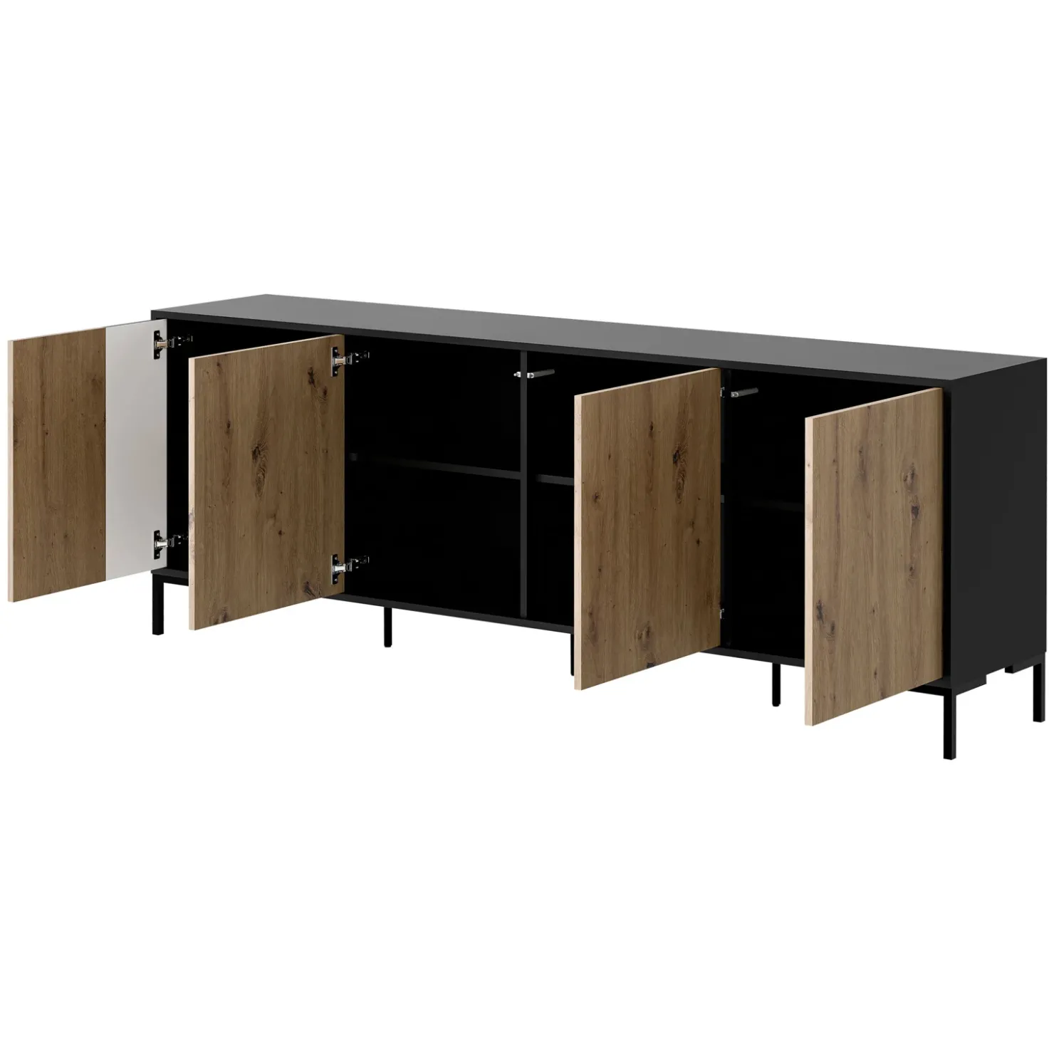 Garnero Arredamenti Madia 200x74h cm 4 ante soggiorno rovere nero Duble Outlet