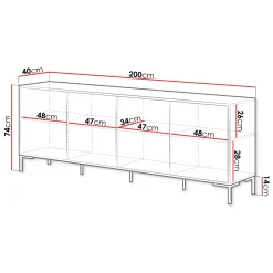 Garnero Arredamenti Madia 200x74h cm 4 ante soggiorno rovere nero Duble Outlet