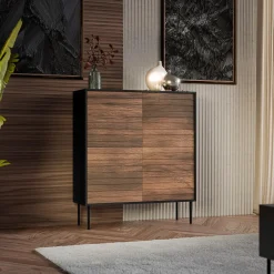 Garnero Arredamenti Madia 102x118h cm 4 ante soggiorno noce nero Wild Noce - Nero opaco Discount