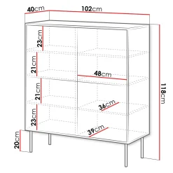 Garnero Arredamenti Madia 102x118h cm 4 ante soggiorno noce nero Wild Noce - Nero opaco Discount