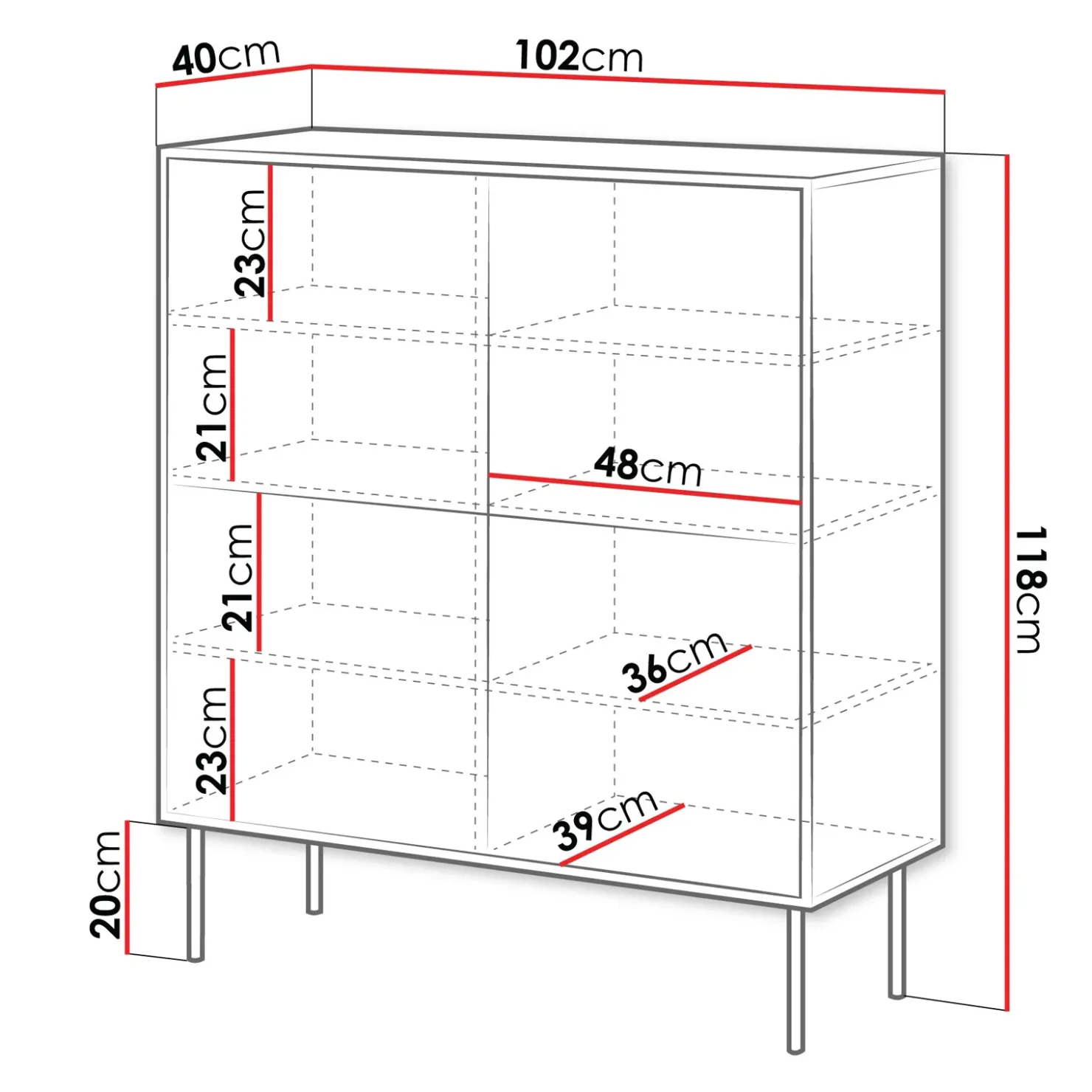 Garnero Arredamenti Madia 102x118h cm 4 ante soggiorno noce nero Wild Noce - Nero opaco Discount
