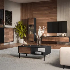 Garnero Arredamenti Madia 102x118h cm 4 ante soggiorno noce nero Wild Noce - Nero opaco Discount