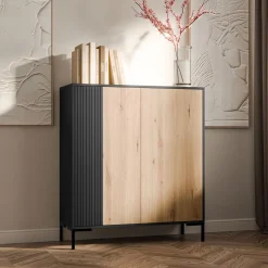 Garnero Arredamenti Madia 100x129h cm 2 ante soggiorno rovere nero Duble Sale