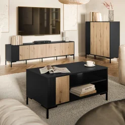 Garnero Arredamenti Madia 100x129h cm 2 ante soggiorno rovere nero Duble Sale