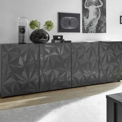 Garnero Arredamenti Madia 241x84h cm 4 ante soggiorno grigio con serigrafia Marvis Antracite Hot