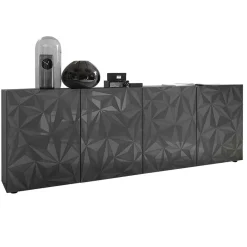 Garnero Arredamenti Madia 241x84h cm 4 ante soggiorno grigio con serigrafia Marvis Antracite Hot