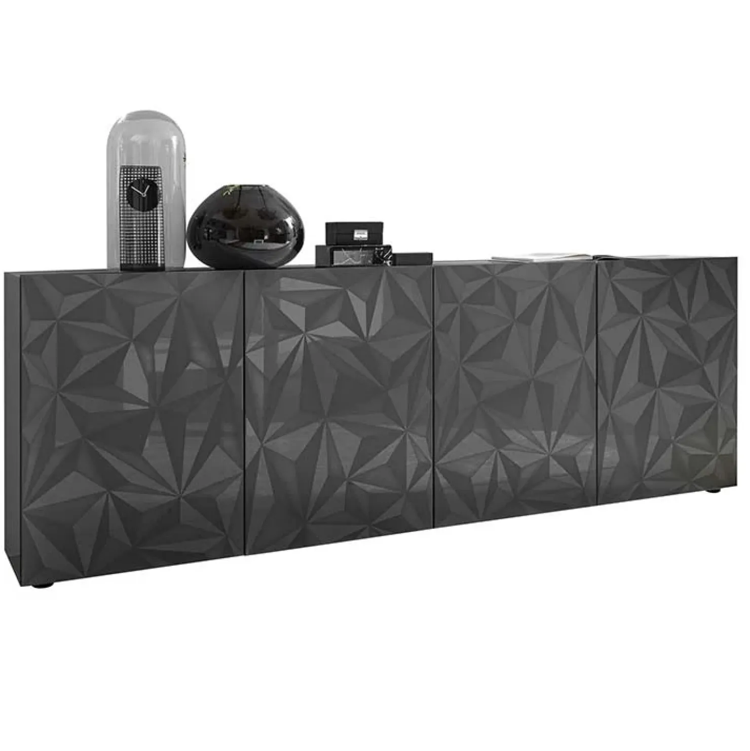 Garnero Arredamenti Madia 241x84h cm 4 ante soggiorno grigio con serigrafia Marvis Antracite Hot