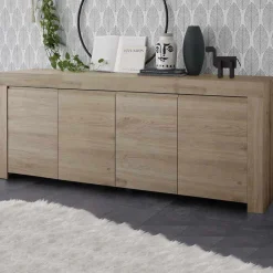 Garnero Arredamenti Madia 210x81h cm 4 ante soggiorno moderna chiaro Halston Rovere New