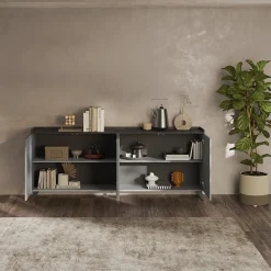 Garnero Arredamenti Madia 241x99h cm 4 ante soggiorno grigio scuro antracite Jonson Ossido - Grigio Best