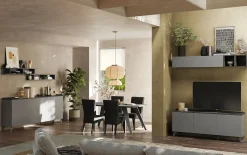 Garnero Arredamenti Madia 241x99h cm 4 ante soggiorno grigio scuro antracite Jonson Ossido - Grigio Best