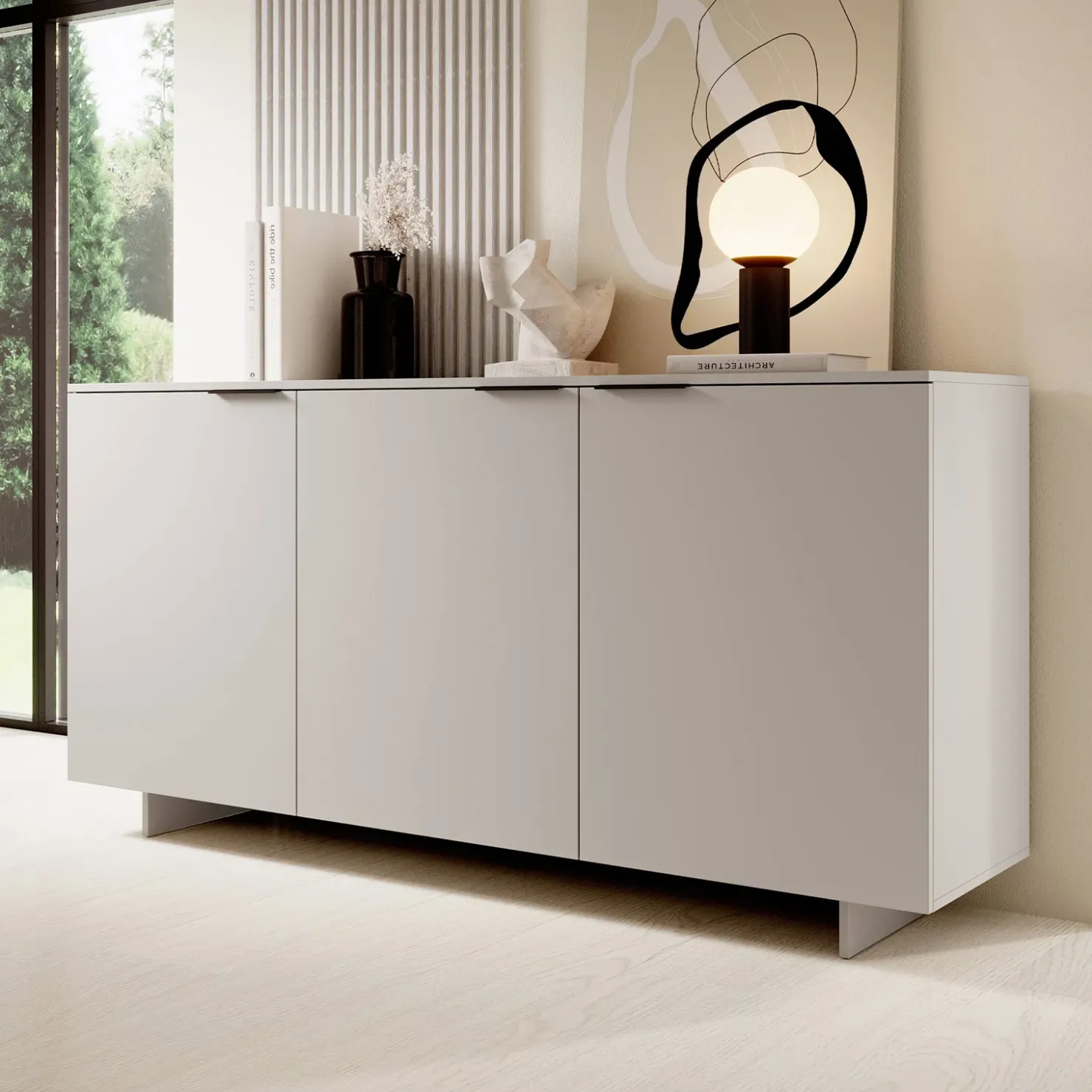 Garnero Arredamenti Madia 180x90h cm 3 ante soggiorno grigio Stone Discount