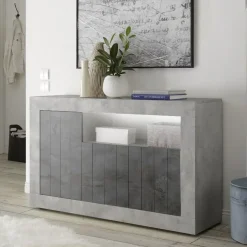 Garnero Arredamenti Madia 138x86h cm 3 ante soggiorno cemento ossido Florena Ossido - Cemento Outlet