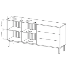 Garnero Arredamenti Madia 180x85h cm 2 ante vetrate 3 cassetti con led nero opaco rovere Amel Hot
