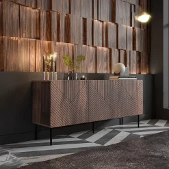 Garnero Arredamenti Madia 150x70h cm 3 antenoce scuro con frontali serigrafati Savanna Sale