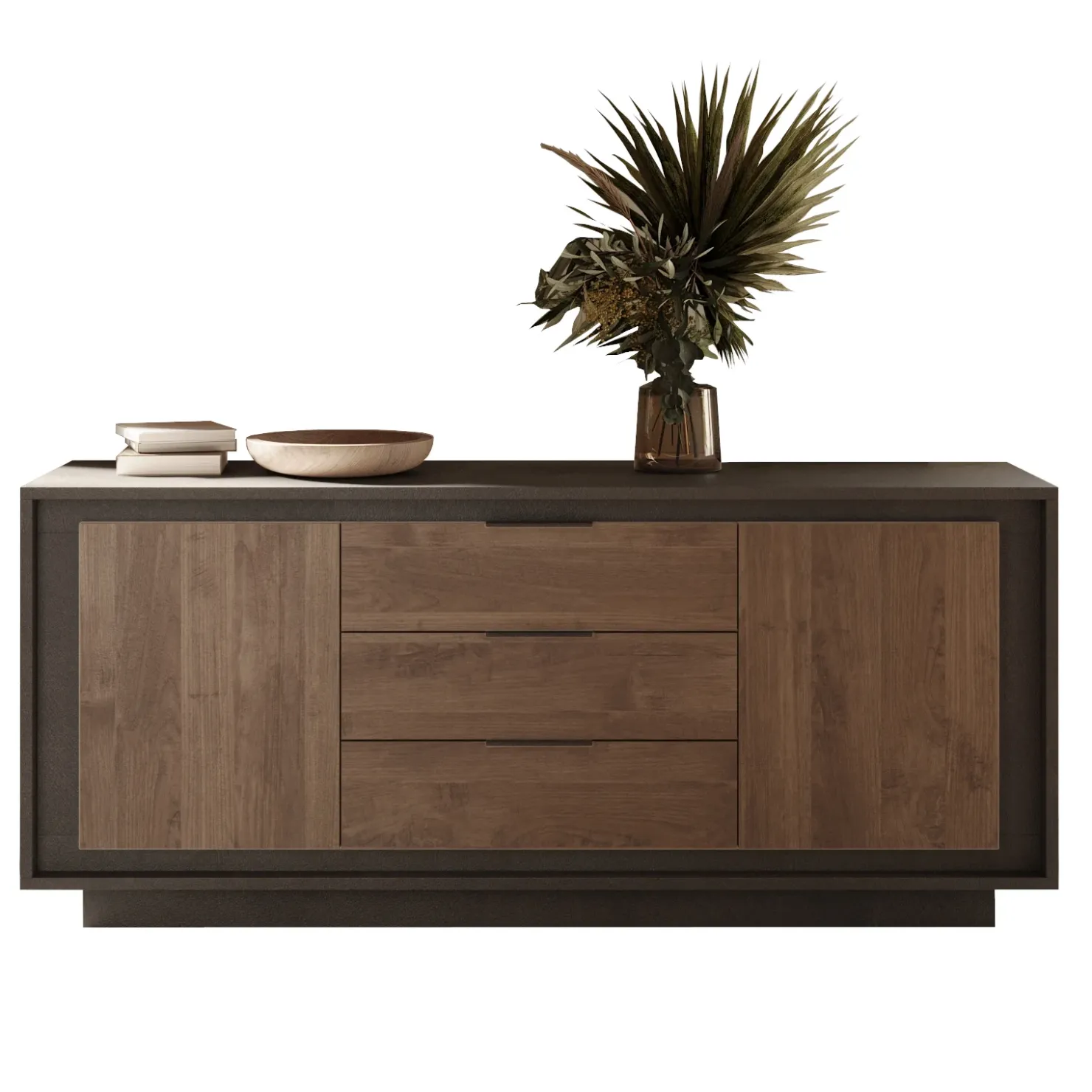 Garnero Arredamenti Madia 180x80h cm 3 cassetti 2 ante moderna antracite rovere scuro Deluxe Antracite - Rovere Rustico Sale