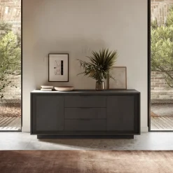 Garnero Arredamenti Madia 180x80h cm 3 cassetti 2 ante moderna Deluxe Antracite