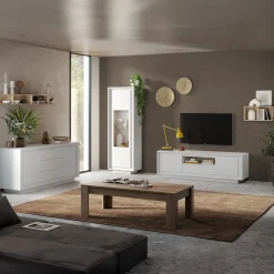 Garnero Arredamenti Madia 180x80h cm 3 cassetti 2 ante moderna Deluxe Bianco Opaco New