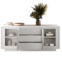 Garnero Arredamenti Madia 180x80h cm 3 cassetti 2 ante moderna Deluxe Bianco Opaco New