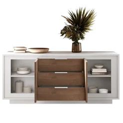 Garnero Arredamenti Madia 180x80h cm 3 cassetti 2 ante moderna bianco opaco rovere scuro Deluxe Rovere Rustico - Bianco opaco Sale